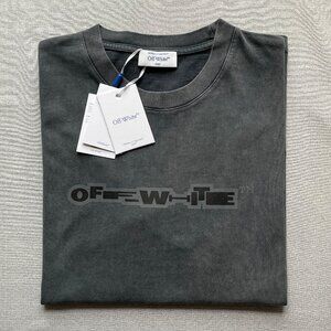 Off-White Men's Gray Color Cotton T-shirt Large